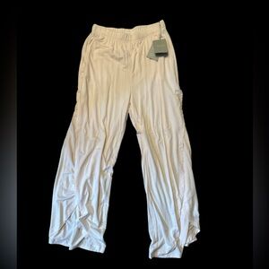 Casual Cream Elastic Waist Pants
